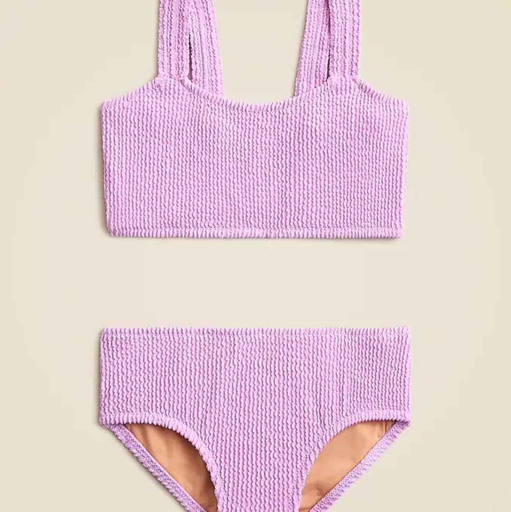 J. Crew Girls Smocked Lilac Two Piece Bikini